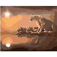 Zuty - Painting By Numbers - Lioness By Water (D. Rusty Rust), 40X50 Cm, Canvas+Frame - Painting by Numbers