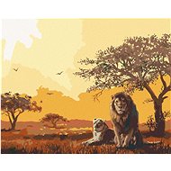 Zuty - Painting By Numbers - Lion And Lioness After Dusk (D. Rusty Rust), 40X50 Cm, Canvas+Frame - Painting by Numbers