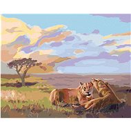 Zuty - Painting by Numbers - Lioness on the Grass (D. Rusty Rust), 80X100 Cm, Canvas+Frame - Painting by Numbers