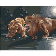 Zuty - Painting By Numbers - Lion And Lioness At Napajedla (D. Rusty Rust), 40X50 Cm, Canvas+Frame - Painting by Numbers