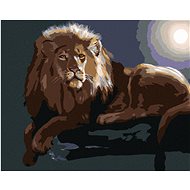 Zuty - Painting by Numbers - Lion Lying on a Branch (D. Rusty Rust), 40X50 Cm, Canvas+Frame - Painting by Numbers