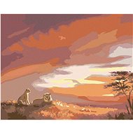 Zuty - Painting By Numbers - Lion And Lioness At Sunset (D. Rusty Rust), 40X50 Cm, Canvas+Frame - Painting by Numbers