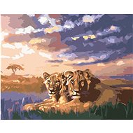 Zuty - Painting by Numbers - Two Lions at Sunrise (D. Rusty Rust), 40X50 Cm, Canvas+Frame - Painting by Numbers