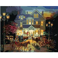 Zuty - Painting By Numbers - Old House And Horse Carriage (D. Rusty Rust), 40X50 Cm, Canvas+Frame - Painting by Numbers