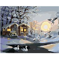 Zuty - Painting by Numbers - Seagulls at the Snow House (D. Rusty Rust), 40X50 Cm, Canvas+Frame - Painting by Numbers