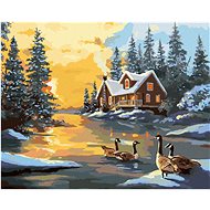 Zuty - Painting by Numbers - Ducks on the River at the Snow House (D. Rusty Rust), 40X50 Cm, Canvas+ - Painting by Numbers