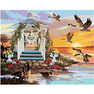 Zuty - Painting By Numbers - Gazebo By Water (D. Rusty Rust), 40X50 Cm, Canvas+Frame - Painting by Numbers