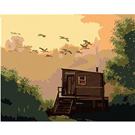 Zuty - Painting by Numbers - Ibis Flying Over the Cottage (D. Rusty Rust), 40X50 Cm, Canvas+Frame - Painting by Numbers