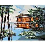 Zuty - Painting By Numbers - Log Cabin By Water (D. Rusty Rust), 40X50 Cm, Canvas+Frame - Painting by Numbers