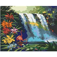 Zuty - Painting by Numbers - Flamingo at the Waterfall (D. Rusty Rust), 40X50 Cm, Canvas+Frame - Painting by Numbers