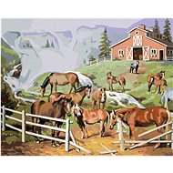 Zuty - Painting by Numbers - Horses at the Ruined Castle (D. Rusty Rust), 40X50 Cm, Canvas+Frame - Painting by Numbers