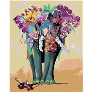 Zuty - Painting by Numbers - Flower Elephant (D. Rusty Rust), 40X50 Cm, Canvas+Frame - Painting by Numbers