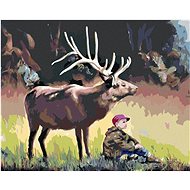 Zuty - Painting by Numbers - Boy and Elk (D. Rusty Rust), 40X50 Cm, Canvas+Frame - Painting by Numbers