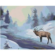 Zuty - Painting by Numbers - Moose Standing in a River (D. Rusty Rust), 40X50 Cm, Canvas+Frame - Painting by Numbers