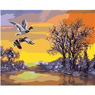 Zuty - Painting by Numbers - Flying Ducks Over the River in Winter (D. Rusty Rust), 40X50 Cm, Canvas - Painting by Numbers
