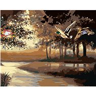 Zuty - Painting by Numbers - Flying Ducks Over the River (D. Rusty Rust), 40X50 Cm, Canvas+Frame - Painting by Numbers