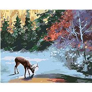 Zuty - Painting by Numbers - Deer at the Frozen Stream (D. Rusty Rust), 40X50 Cm, Canvas+Frame - Painting by Numbers