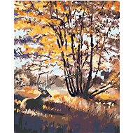 Zuty - Painting by Numbers - Deer by the Tree (D. Rusty Rust), 40X50 Cm, Canvas+Frame - Painting by Numbers
