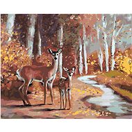 Zuty - Painting by Numbers - Doe and Cub (D. Rusty Rust), 40X50 Cm, Canvas+Frame - Painting by Numbers
