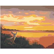 Zuty - Painting by Numbers - Lying Deer And Sunset (D. Rusty Rust), 80X100 Cm, Canvas+Frame - Painting by Numbers