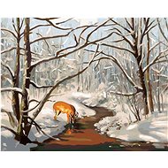 Zuty - Painting By Numbers - Deer In The Forest And River In Winter (D. Rusty Rust), 40X50 Cm, Canva - Painting by Numbers