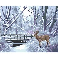 Zuty - Painting by Numbers - Deer, River And Bridge In Winter (D. Rusty Rust), 40X50 Cm, Canvas+Fram - Painting by Numbers