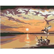 Zuty - Painting by Numbers - Ducks, Clouds and Sunset (D. Rusty Rust), 40X50 Cm, Canvas+Frame - Painting by Numbers