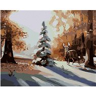 Zuty - Painting by Numbers - Deer at the Snowy Tree (D. Rusty Rust), 40X50 Cm, Canvas+Frame - Painting by Numbers