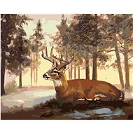 Zuty - Painting by Numbers - Reclining Deer and Winter Landscape (D. Rusty Rust), 40X50 Cm, Canvas+F - Painting by Numbers