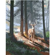 Zuty - Painting by Numbers - Deer And Coniferous Forest (D. Rusty Rust), 40X50 Cm, Canvas+Frame - Painting by Numbers