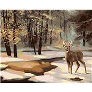 Zuty - Painting By Numbers - Deer And Frozen Stream (D. Rusty Rust), 40X50 Cm, Canvas+Frame - Painting by Numbers