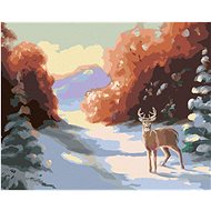 Zuty - Painting by Numbers - Deer And Snowy Spruces In The Forest (D. Rusty Rust), 40X50 Cm, Canvas+ - Painting by Numbers