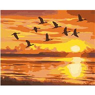Zuty - Painting by Numbers - Flying Ducks and Sunset (D. Rusty Rust), 40X50 Cm, Canvas+Frame - Painting by Numbers