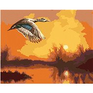 Zuty - Painting by Numbers - Flying Duck and Sunset (D. Rusty Rust), 40X50 Cm, Canvas+Frame - Painting by Numbers