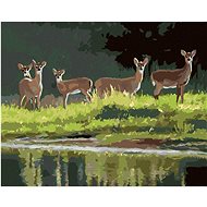 Zuty - Painting by Numbers - Deer at the Lake (D. Rusty Rust), 40X50 Cm, Canvas+Frame - Painting by Numbers