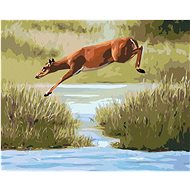 Zuty - Painting by Numbers - Deer Jumping Over Water (D. Rusty Rust), 40X50 Cm, Canvas+Frame - Painting by Numbers