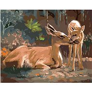 Zuty - Painting by Numbers - Reclining Deer And A Colt (D. Rusty Rust), 40X50 Cm, Canvas+Frame - Painting by Numbers