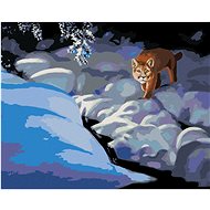 Zuty - Painting By Numbers - Cougar In Snow And River (D. Rusty Rust), 80X100 Cm, Canvas+Frame - Painting by Numbers