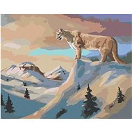 Zuty - Painting By Numbers - Cougar On Rock And Snowy Mountains (D. Rusty Rust), 40X50 Cm, Canvas+Fr - Painting by Numbers