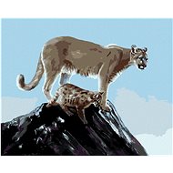 Zuty - Painting by Numbers - Puma With Cub (D. Rusty Rust), 40X50 Cm, Canvas+Frame - Painting by Numbers