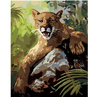 Zuty - Painting by Numbers - Puma Lying on Stone (D. Rusty Rust), 40X50 Cm, Canvas+Frame - Painting by Numbers