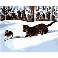 Zuty - Painting by Numbers - Puma Hunting Rabbits in the Snow (D. Rusty Rust), 40X50 Cm, Canvas+Fram - Painting by Numbers