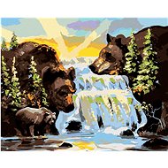 Zuty - Painting by Numbers - Bear And Waterfall (D. Rusty Rust), 40X50 Cm, Canvas+Frame - Painting by Numbers