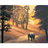 Zuty - Painting By Numbers - Bear In The Forest And Sunset (D. Rusty Rust), 40X50 Cm, Canvas+Frame - Painting by Numbers