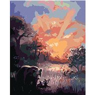 Zuty - Painting by Numbers - Bear With Cubs And Sunset (D. Rusty Rust), 40X50 Cm, Canvas+Ra - Painting by Numbers