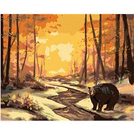 Zuty - Painting by Numbers - Bear by the River in Winter and Sunset (D. Rusty Rust), 40X50 Cm, Canva - Painting by Numbers