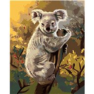 Zuty - Painting By Numbers - Koala On Tree Trunk (D. Rusty Rust), 40X50 Cm, Canvas+Frame - Painting by Numbers