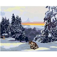 Zuty - Painting by Numbers - Lynx in the Snow, Cottage and Forest (D. Rusty Rust), 40X50 Cm, Canvas+ - Painting by Numbers