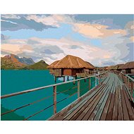 Zuty - Painting by Numbers - Maldives - Houses (Dennis Frates), 40X50 Cm, Canvas+Frame - Painting by Numbers