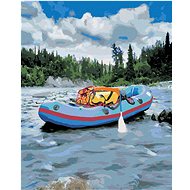 Zuty - Painting by Numbers - Boat on the River (Dennis Frates), 40X50 Cm, Canvas+Frame - Painting by Numbers